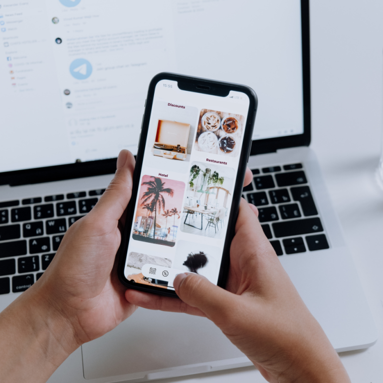 woman taking photo of online products